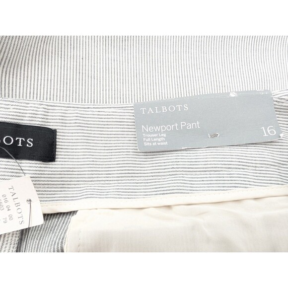 Talbots Newport Gray Striped Ankle Mid Waist Trouser Leg Pant Size 16 38"x32.5" - Picture 4 of 10